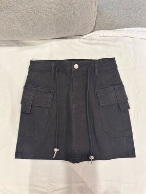 NWOT Black Cargo Mini Skirt with Drawstring Detail XS